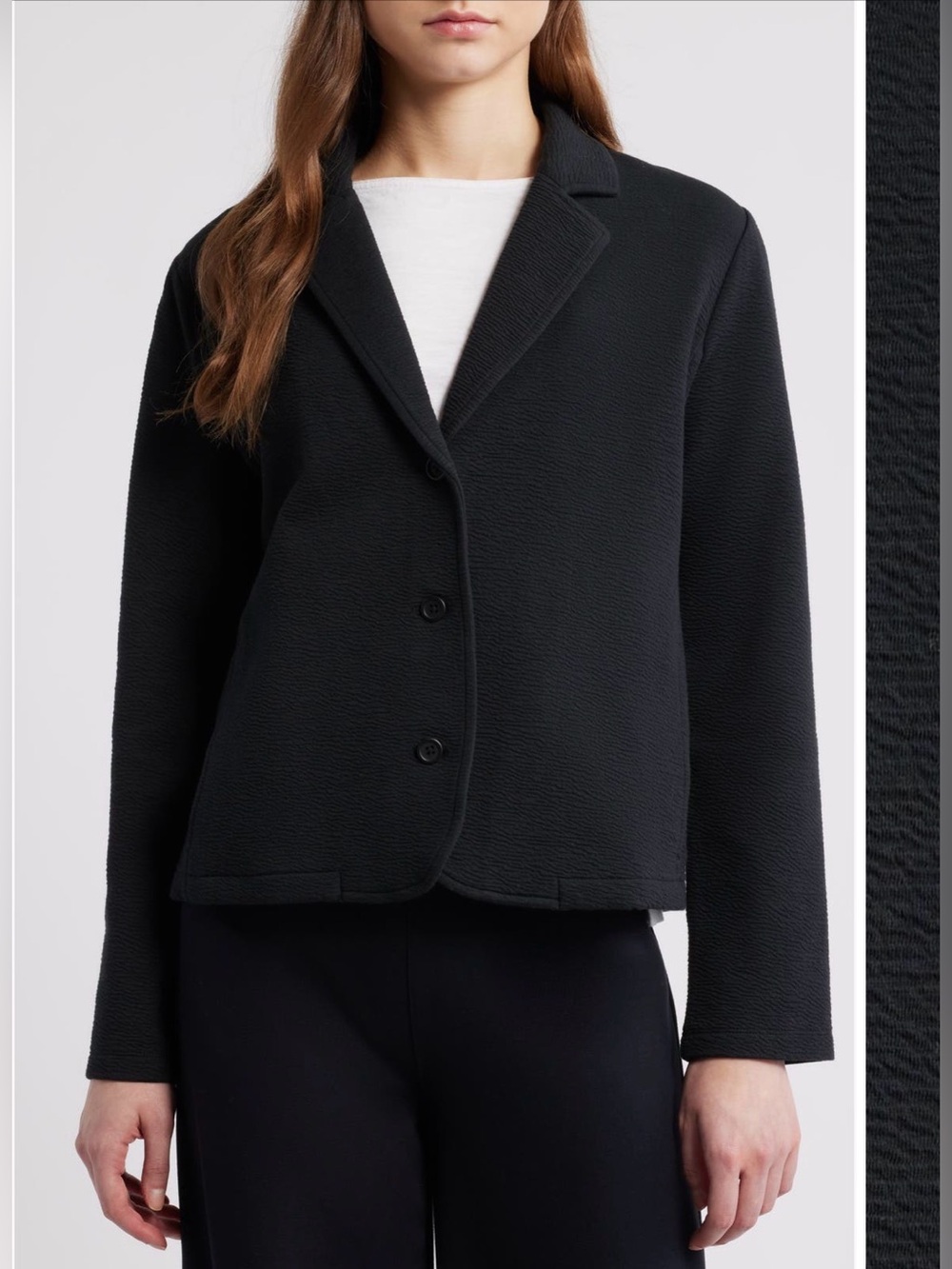 Eileen Fisher Textured Black Women's Tailored Button-Front Jackets
